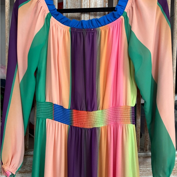 Multicolor Off-Shoulder Boho Maxi Dress Boutique - Picture 9 of 9